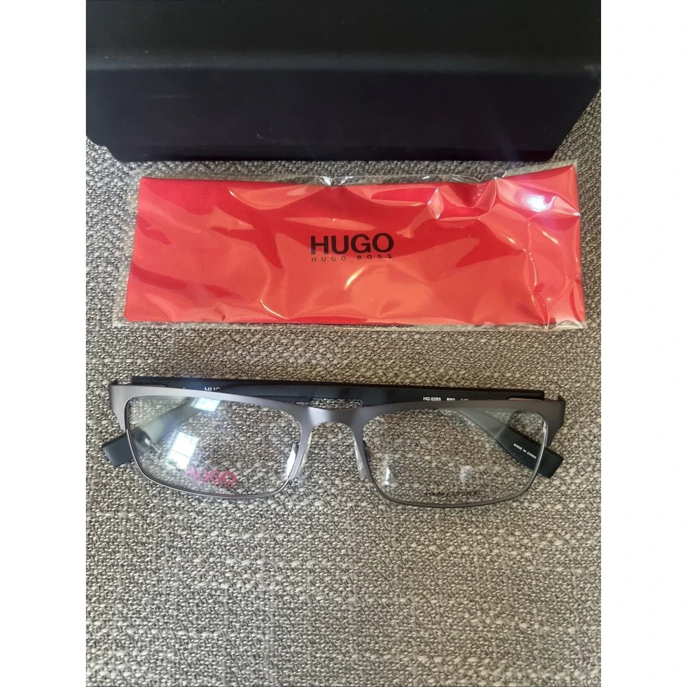 New Hugo Boss HG0293 Rectangle Matte Brown Gray Eyeglasses Authentic New Case